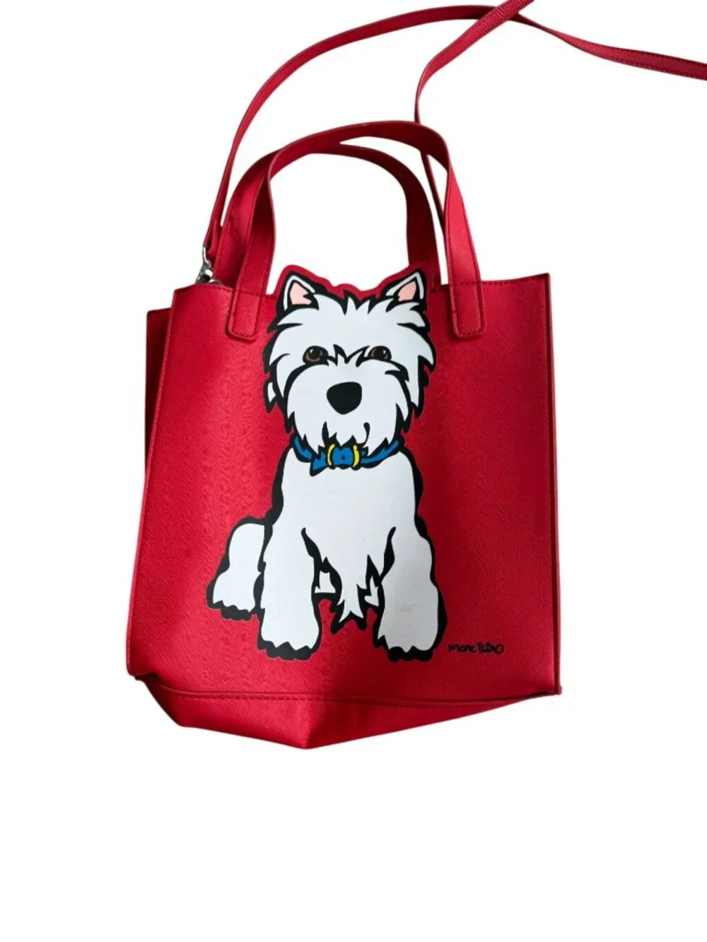 MARC TETRO Red White Terrier Yorkie Crossbody Handbag Bag